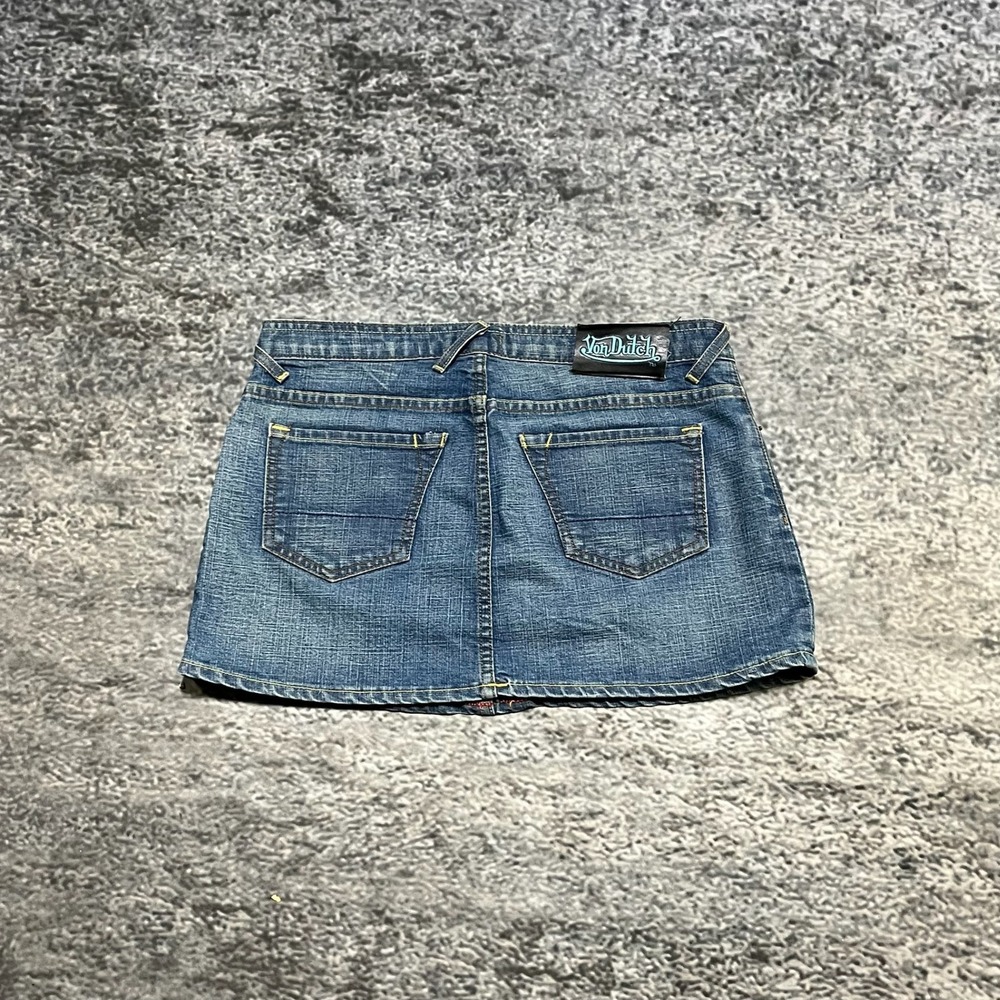 Von Dutch Mini Skirt‎ Denim Medium (31") Blue Micro Hip-Hop Vintage Y2K 2000s